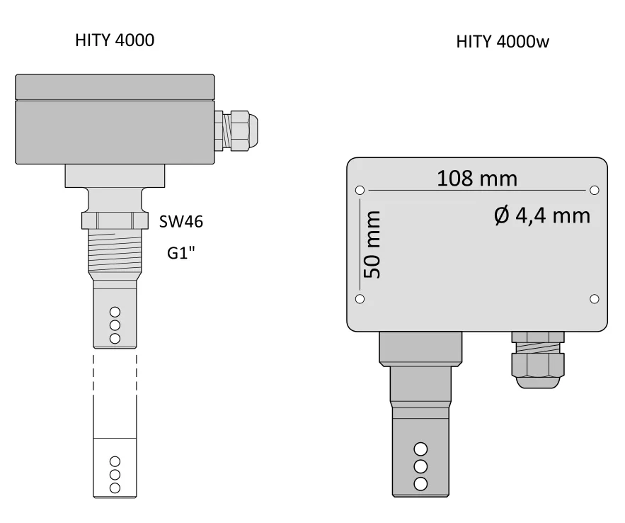 HITY 4000 kanal tipi ve HITY 4000w duvar tipi montaj çizimleri